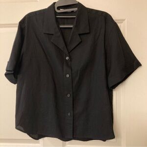 Uniqlo Black Relaxed Fit Linen Blend Blouse - XS